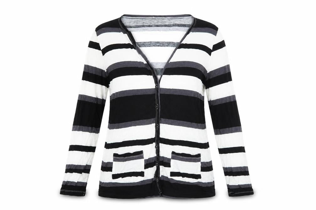 Front view of Be you women’s black polka dot cardigan jumper, size UK 14