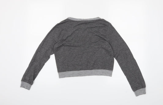 one clothing Womens Grey   Cropped T-Shirt Size XS