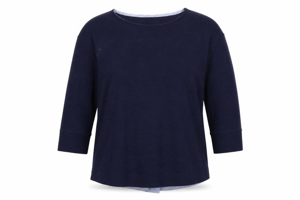 Dunnes Womens Blue Striped Knit Pullover Jumper Size M  - shirt back