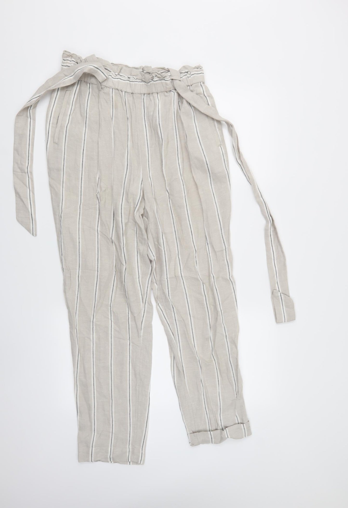 H&M  Womens Grey Striped  Trousers  Size 12 L27 in