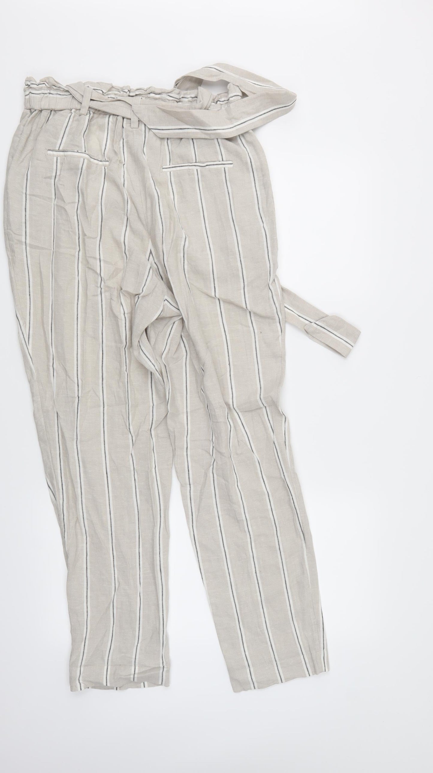 H&M  Womens Grey Striped  Trousers  Size 12 L27 in