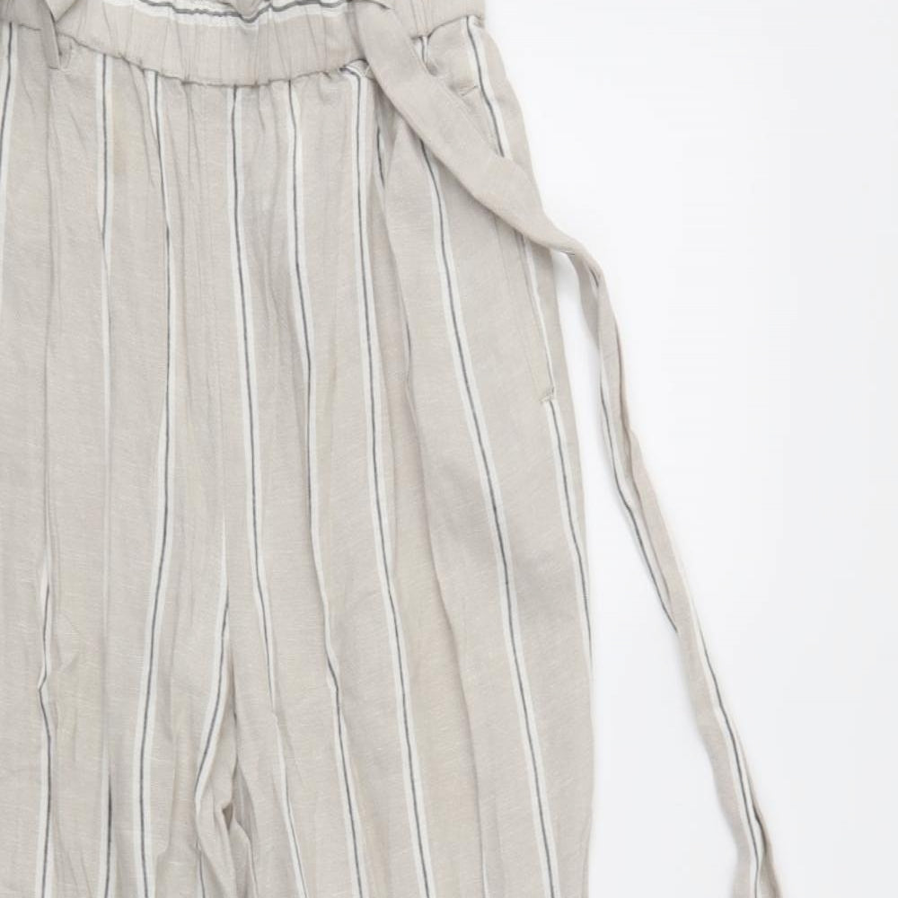 H&M  Womens Grey Striped  Trousers  Size 12 L27 in