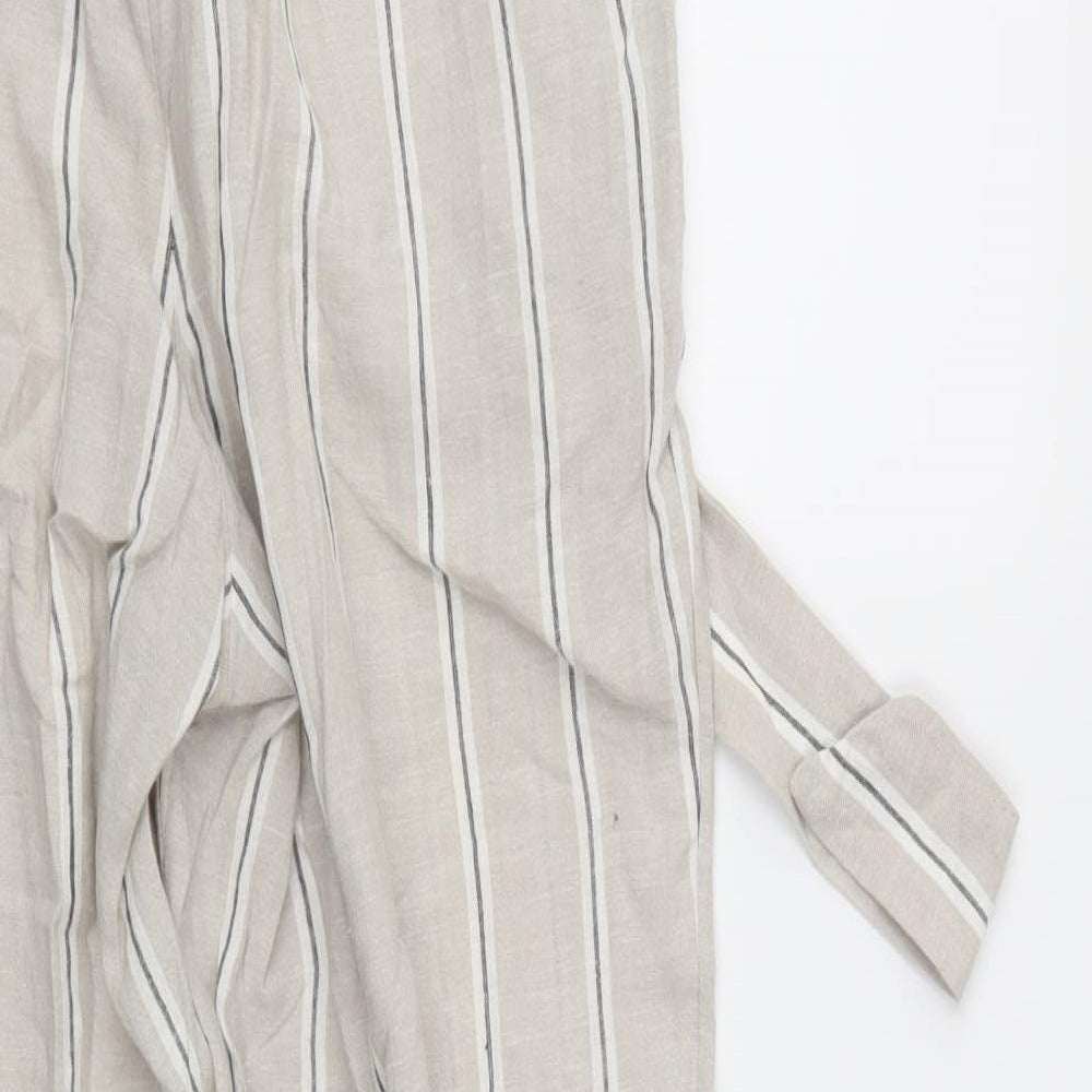 H&M  Womens Grey Striped  Trousers  Size 12 L27 in