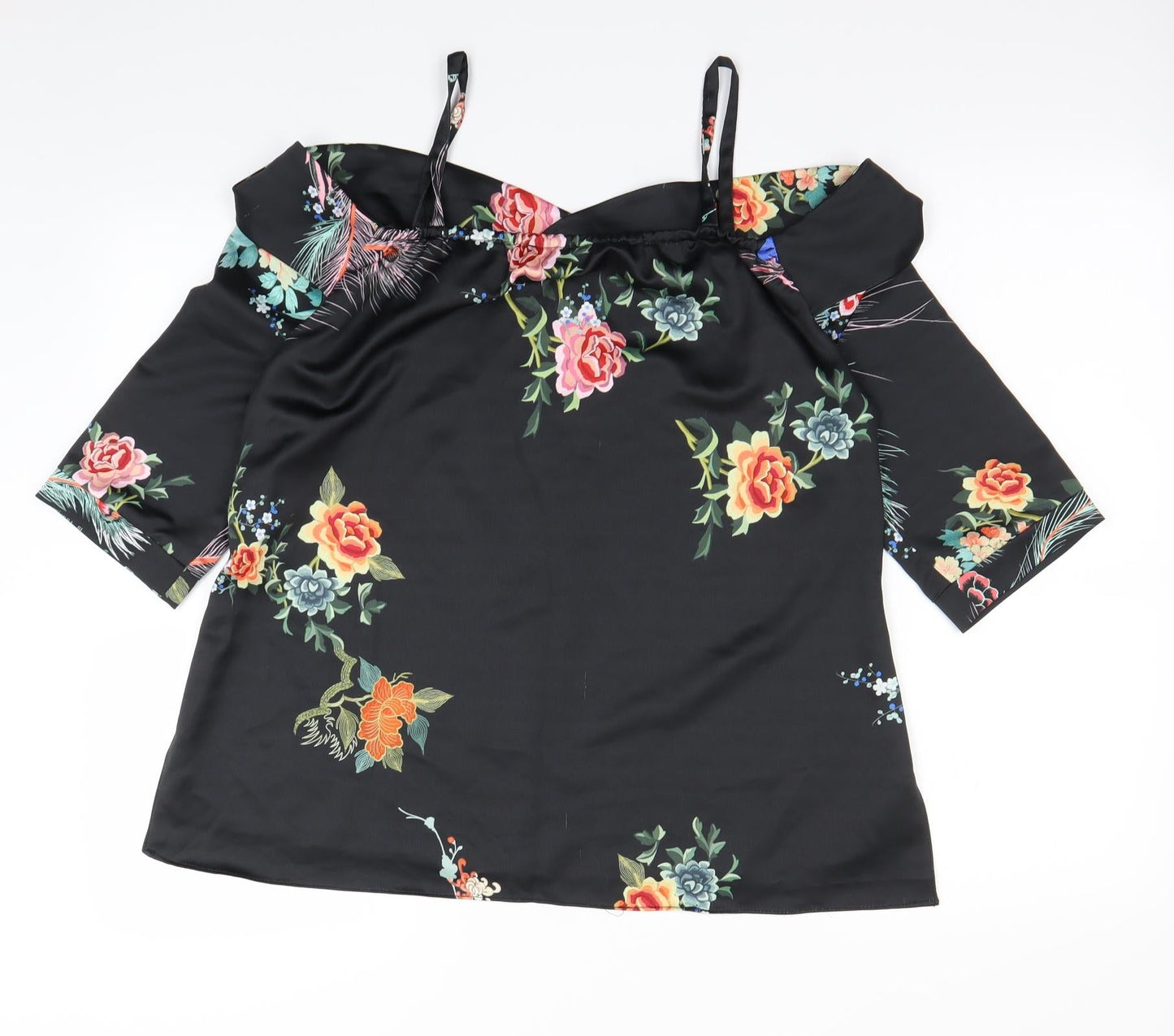 River Island Womens Black Floral  Basic Blouse Size 8