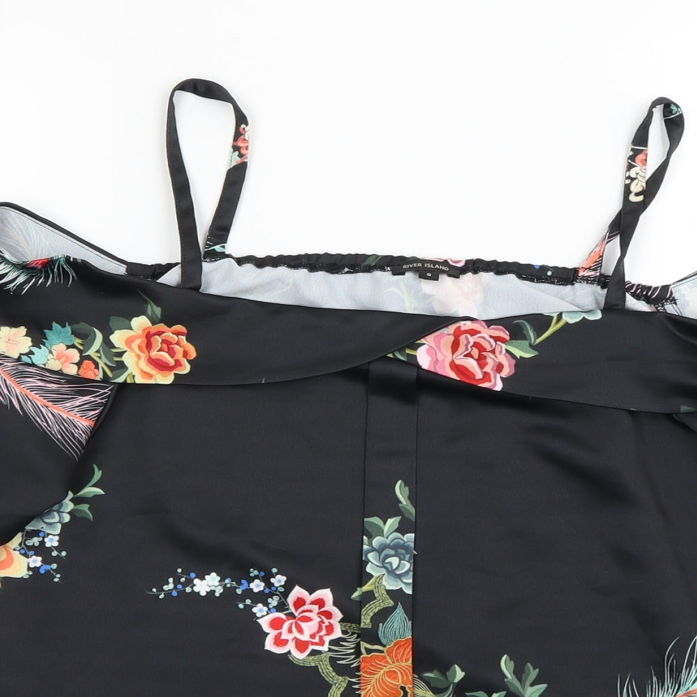 River Island Womens Black Floral  Basic Blouse Size 8