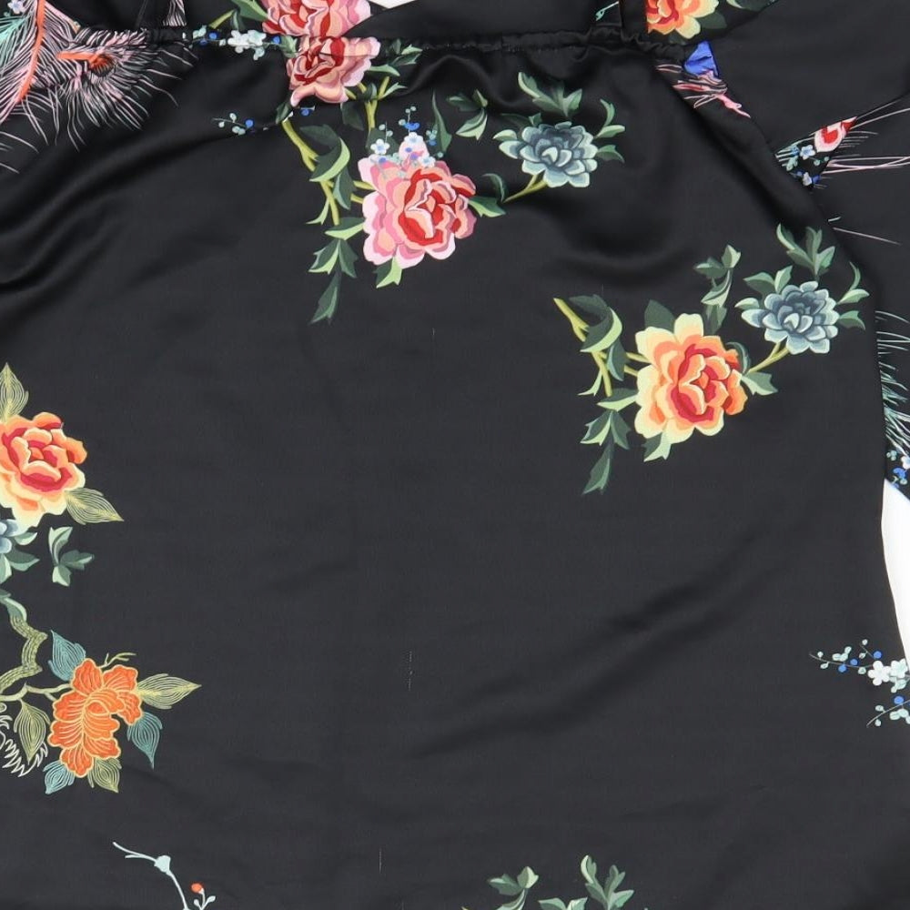 River Island Womens Black Floral  Basic Blouse Size 8