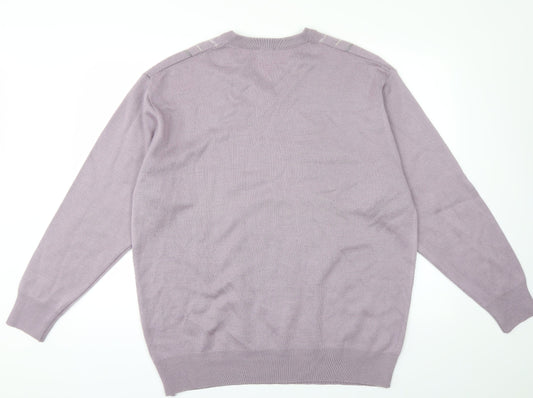 Gabicci Womens Purple Striped Knit Pullover Jumper Size XL
