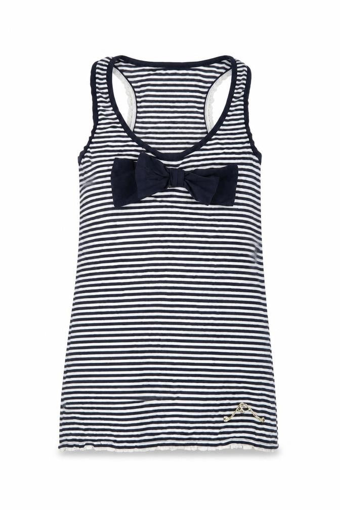 Front view of Five seasons women’s blue striped camisole tank, size S