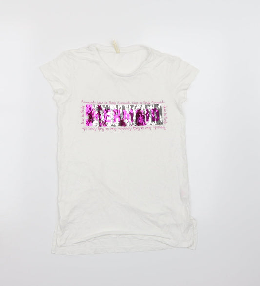 Young Dimension Girls White   Basic T-Shirt Size 11-12 Years