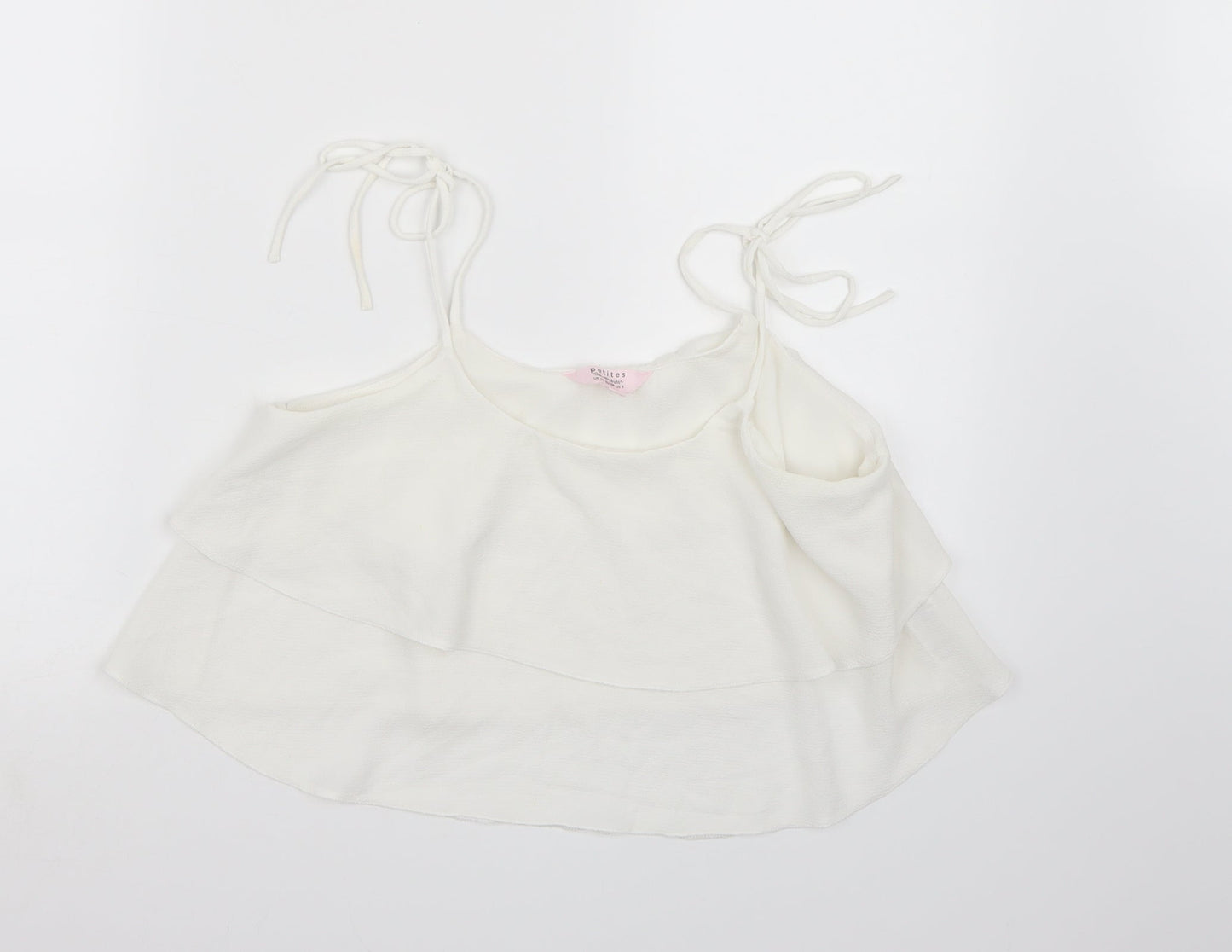 Miss Selfridge Womens White  Chiffon Cropped Tank Size 10