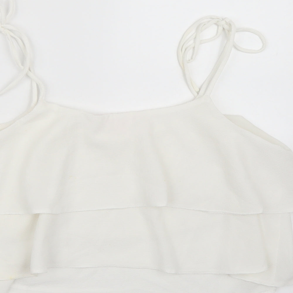 Miss Selfridge Womens White  Chiffon Cropped Tank Size 10