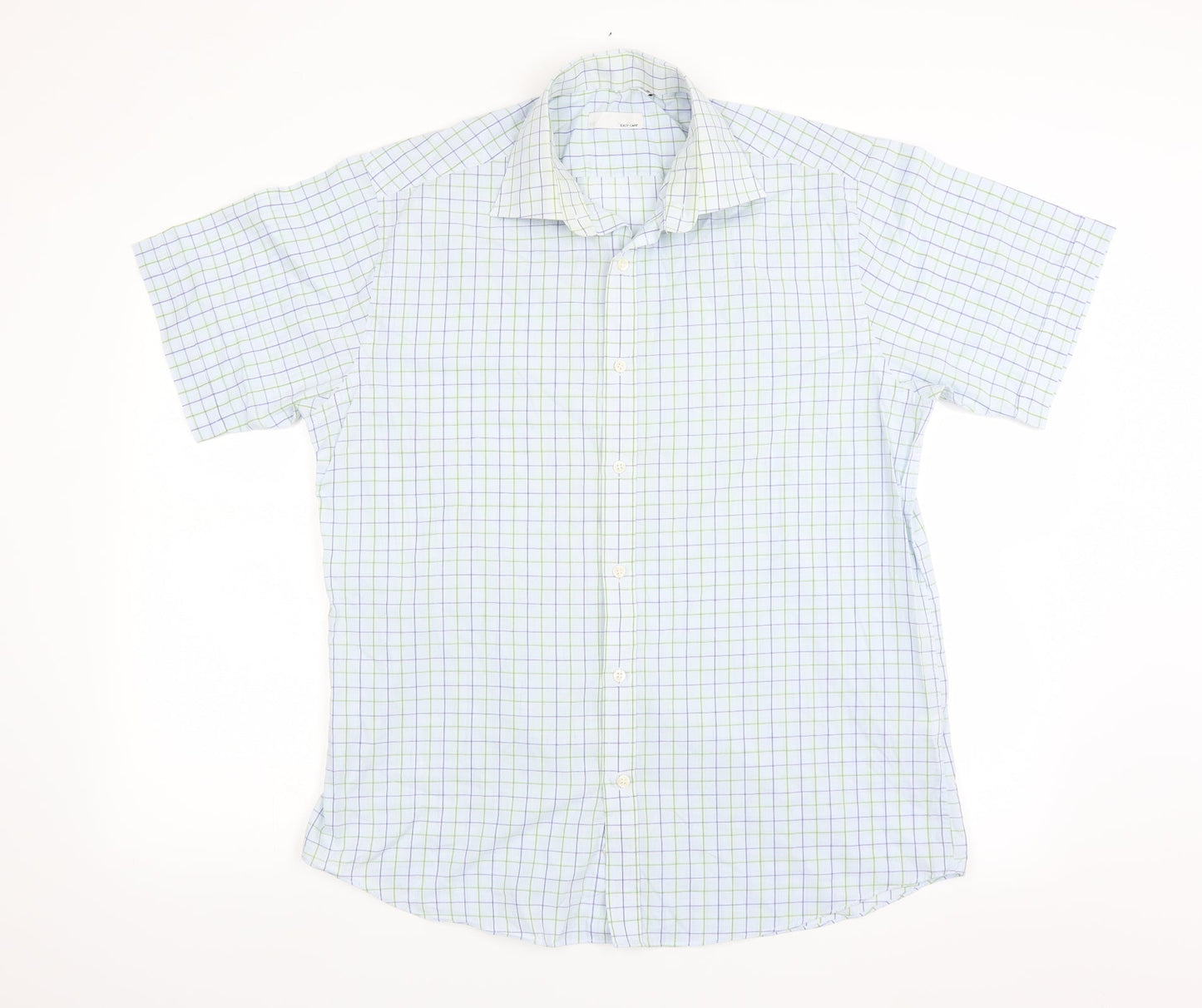 BHS Mens Blue Check   Button-Up Size 16