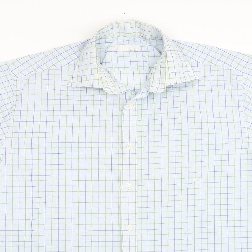 BHS Mens Blue Check   Button-Up Size 16