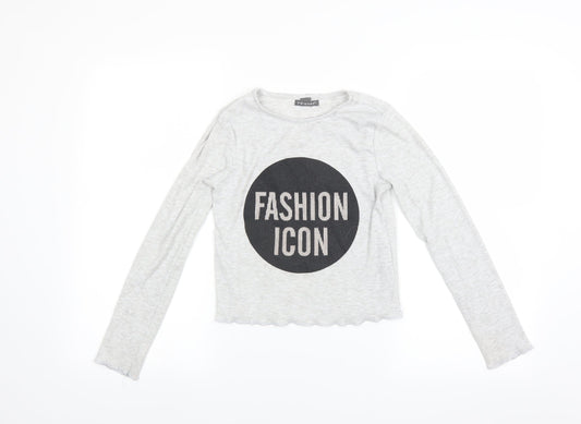 Primark Girls Grey   Basic T-Shirt Size 10-11 Years  - Fashion Icon