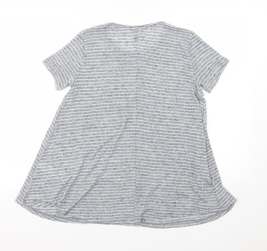 New Look Womens Grey Striped Woven Basic T-Shirt Size 6