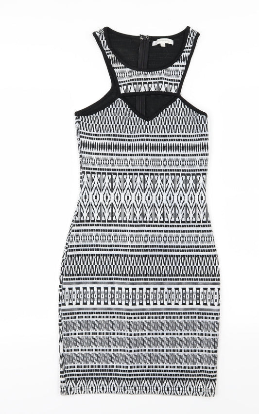 Glamorous Womens White Striped  Pencil Dress  Size 8