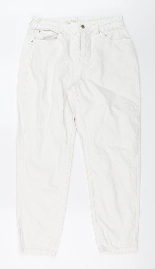 Preworn Womens White  Denim Straight Jeans Size 12 L25 in