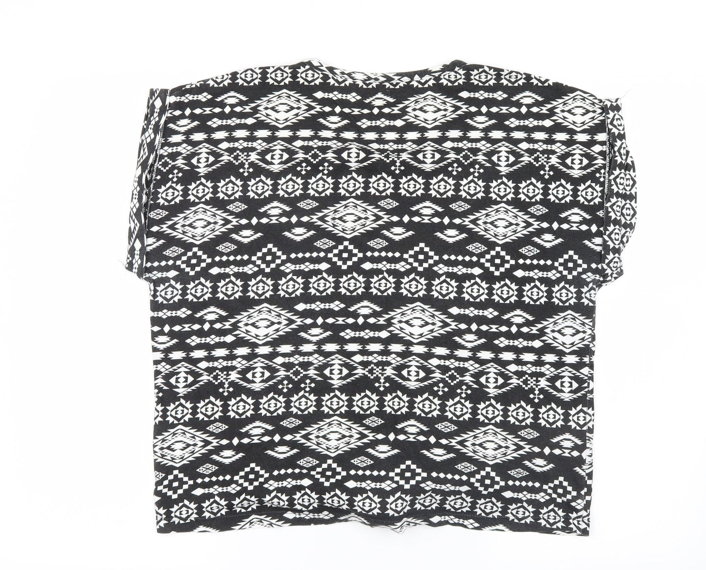 Dunnes Stores Womens Black Geometric  Basic T-Shirt Size 8