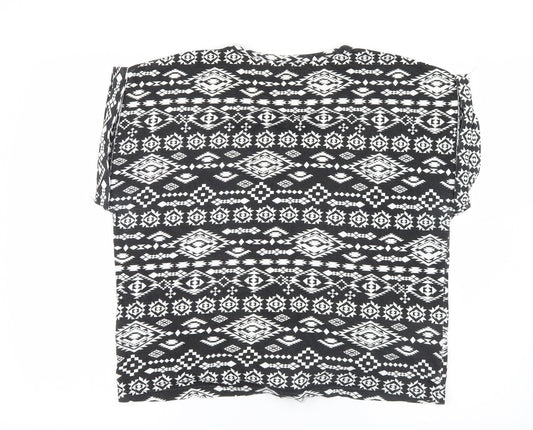 Dunnes Stores Womens Black Geometric  Basic T-Shirt Size 8