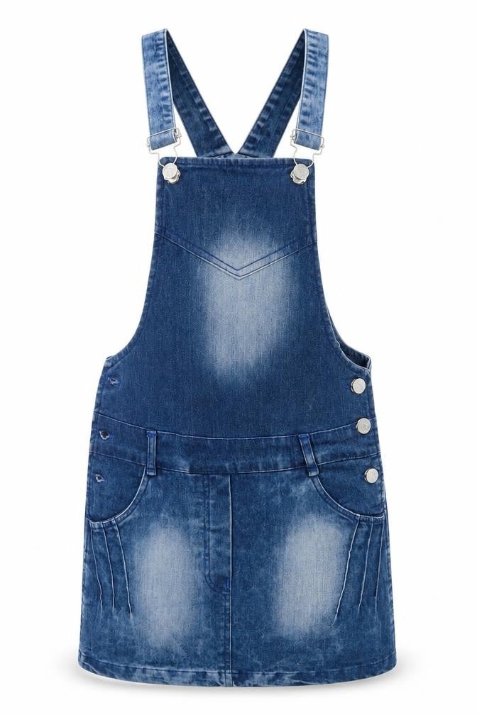 Womens Blue  Denim Pinafore/Dungaree Dress  Size 6
