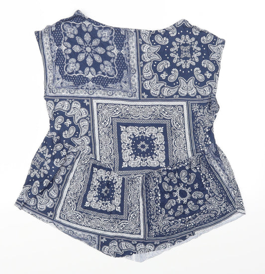 Pimkie Womens Blue Paisley  Basic T-Shirt Size M