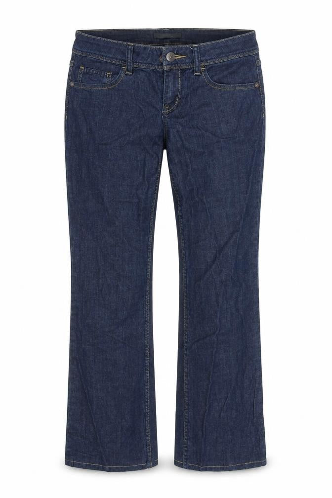 Front view of ESPRIT women’s blue straight jeans, size M, 33-inch leg