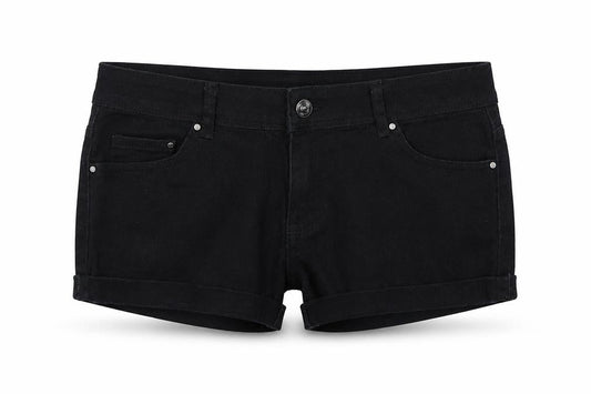 Front view of denim co women’s beige cut-off shorts, size UK 8