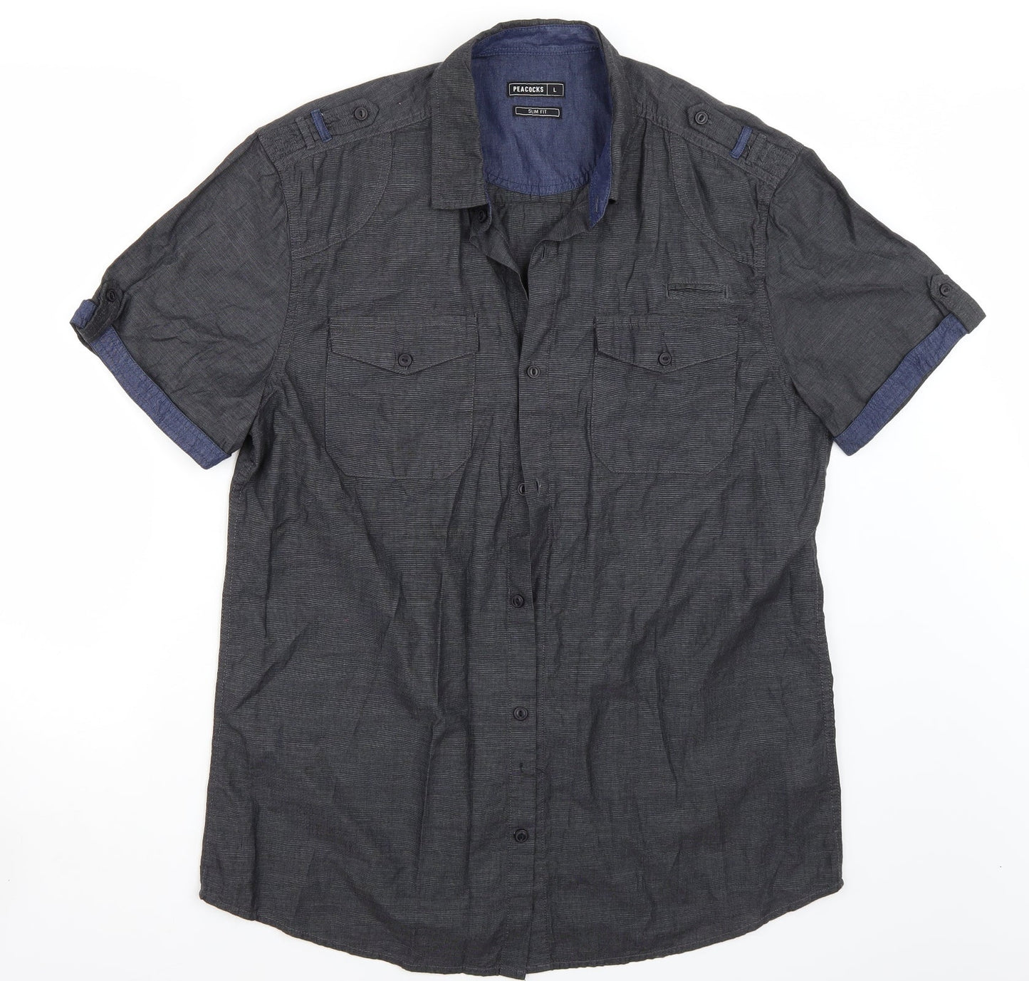 Peacocks Mens Grey    Button-Up Size L