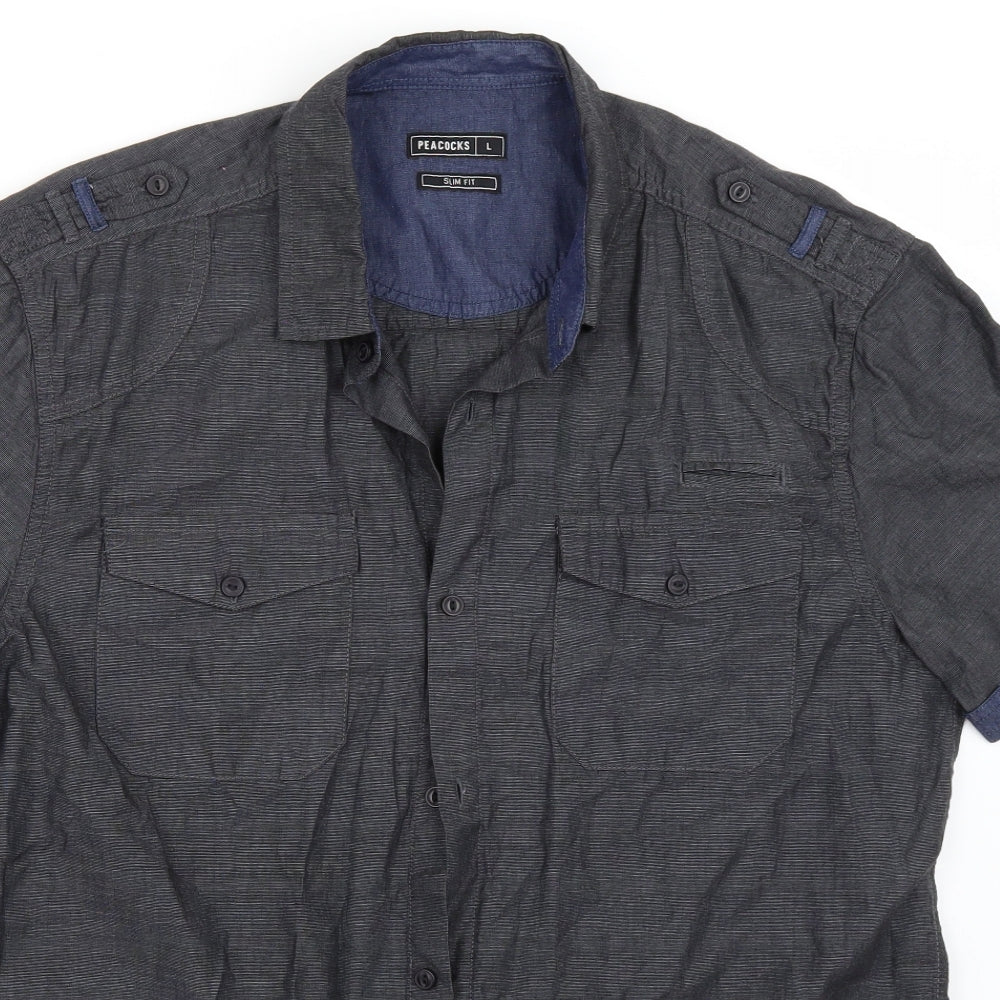 Peacocks Mens Grey    Button-Up Size L