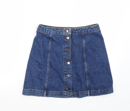 Topshop Womens Blue   A-Line Skirt Size 28