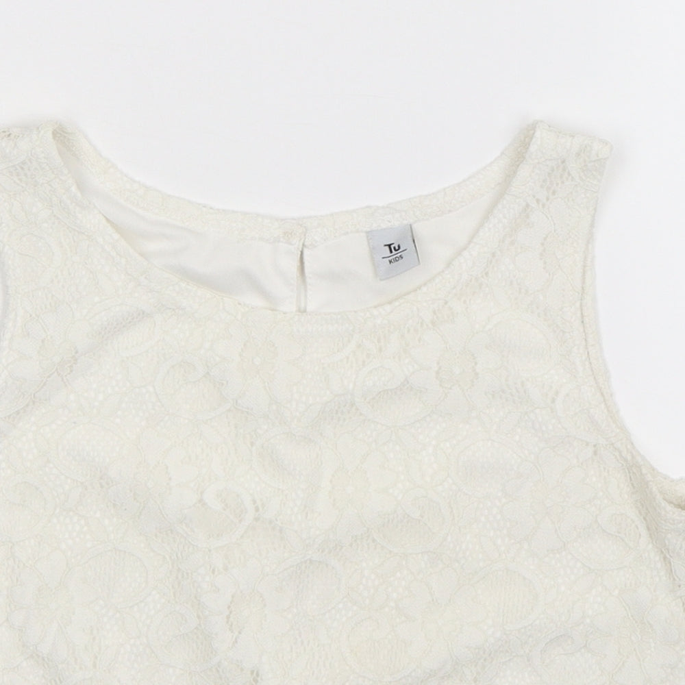 TU Girls White   Basic Tank Size 12 Years
