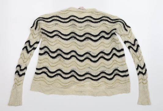 FOREVER 21 Womens White Striped Knit Pullover Jumper Size S