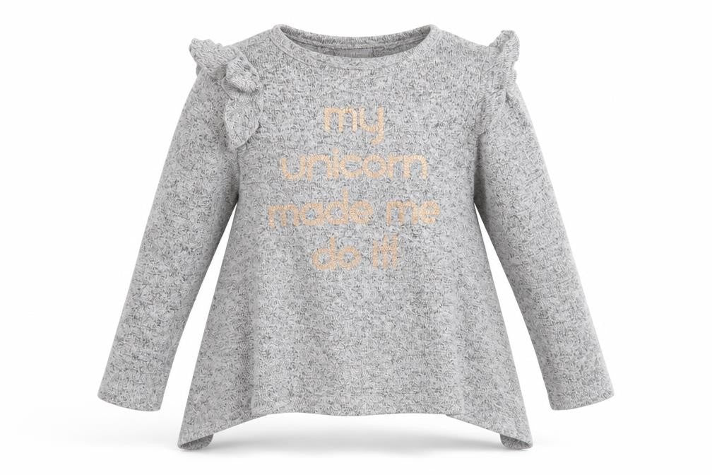 Front view of I Love Girlswear girls’ grey basic t-shirt, size 7, years