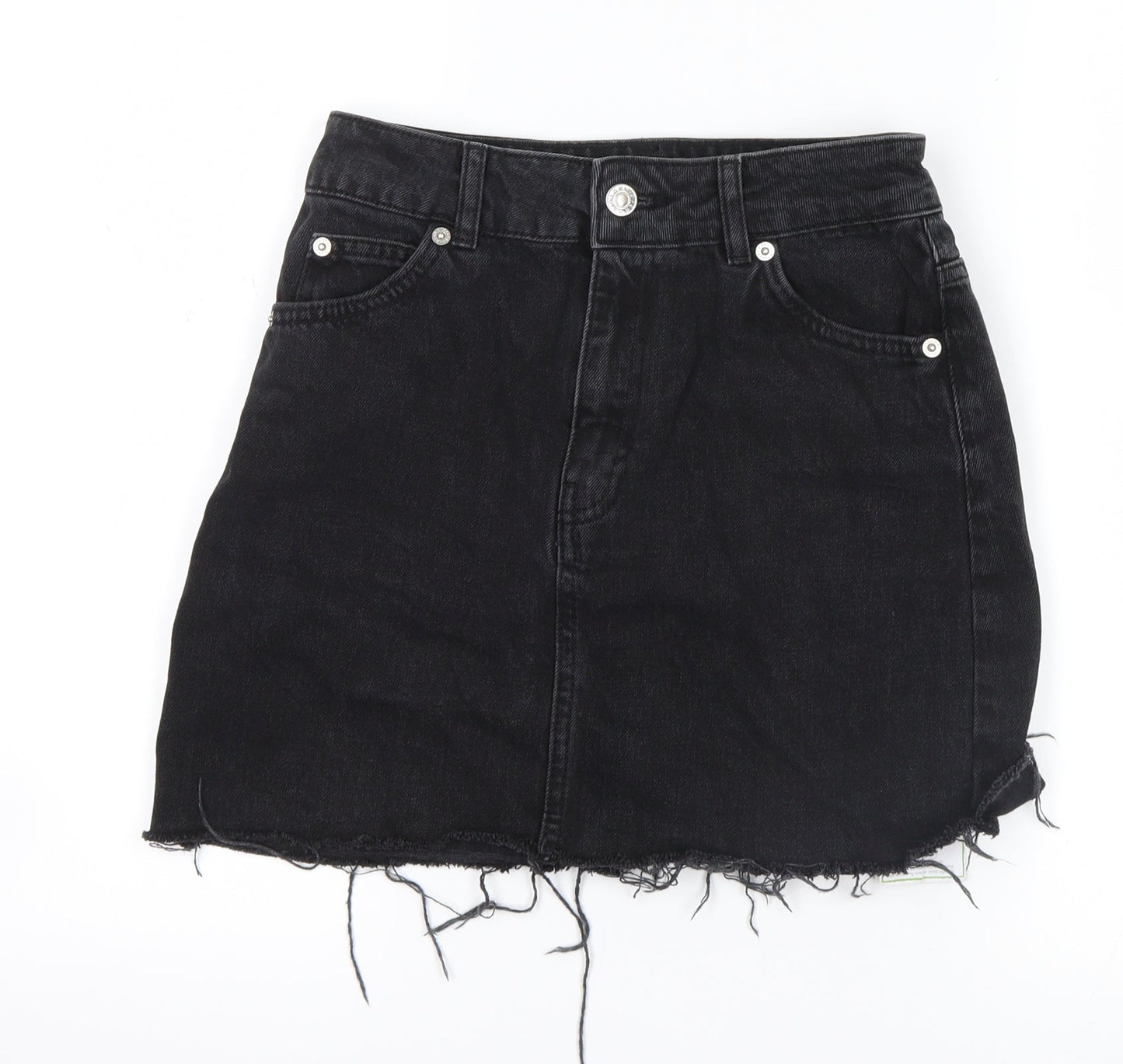 Topshop Womens Black  Denim Mini Skirt Size 6