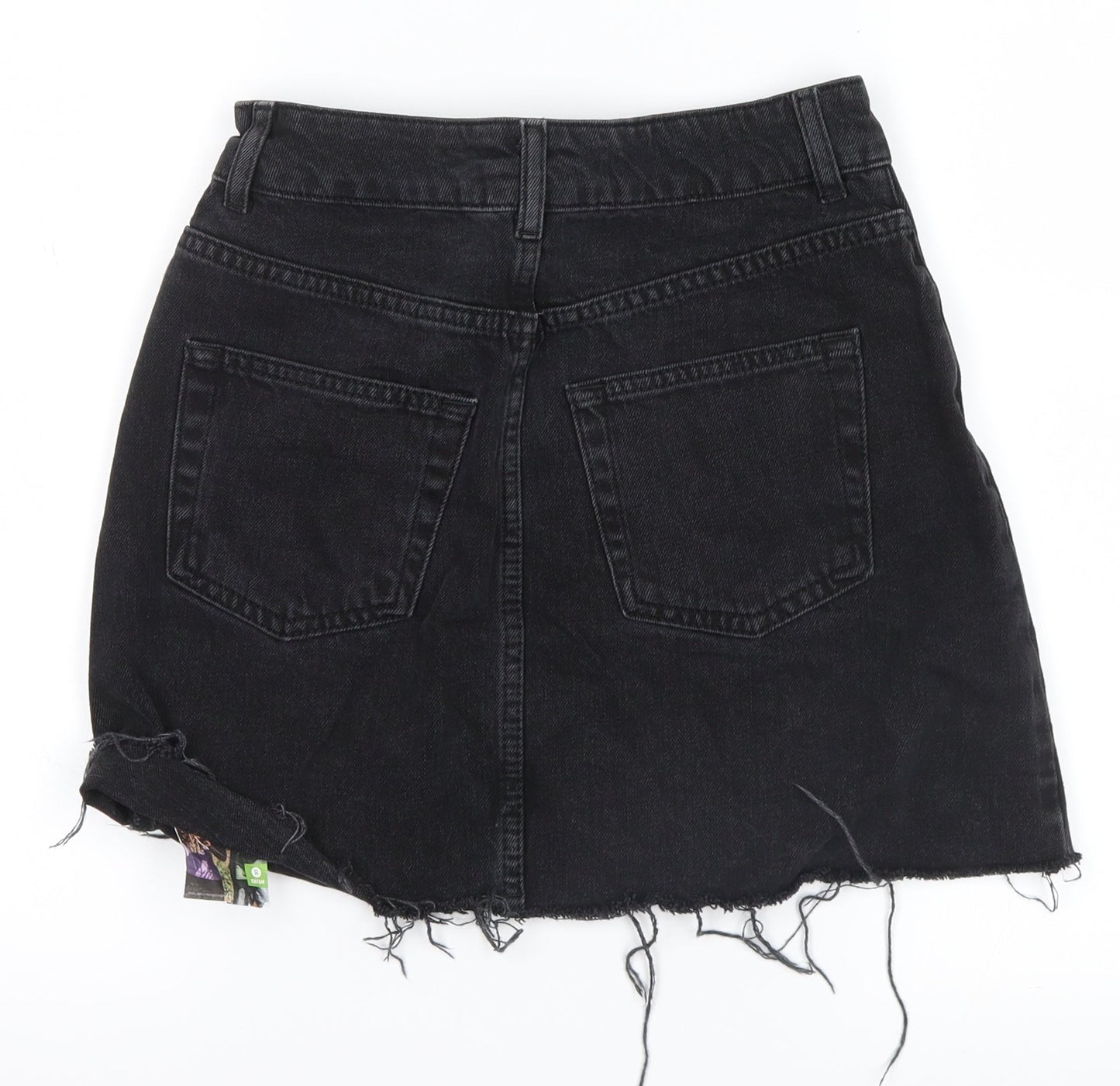 Topshop Womens Black  Denim Mini Skirt Size 6