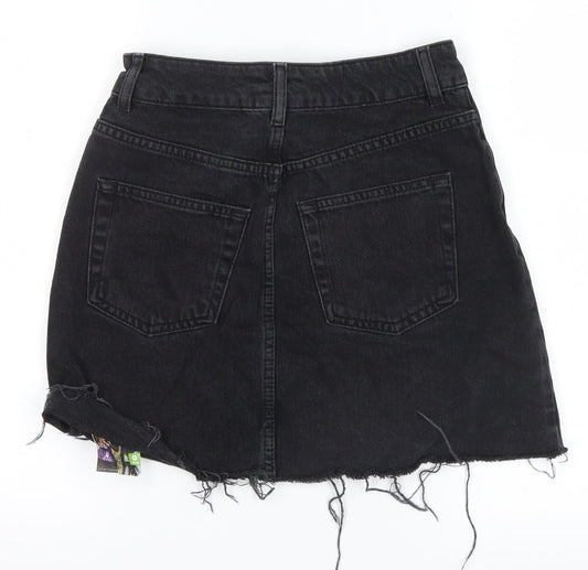 Topshop Womens Black  Denim Mini Skirt Size 6