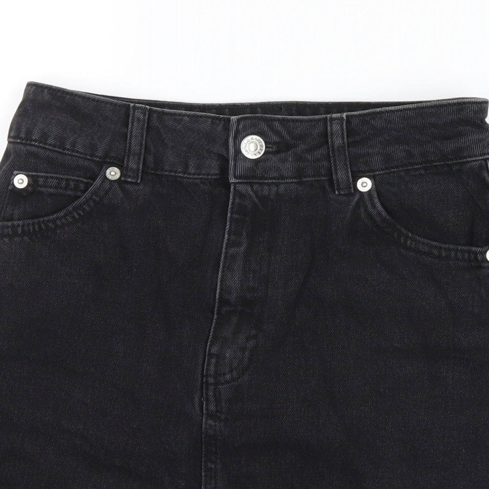 Topshop Womens Black  Denim Mini Skirt Size 6