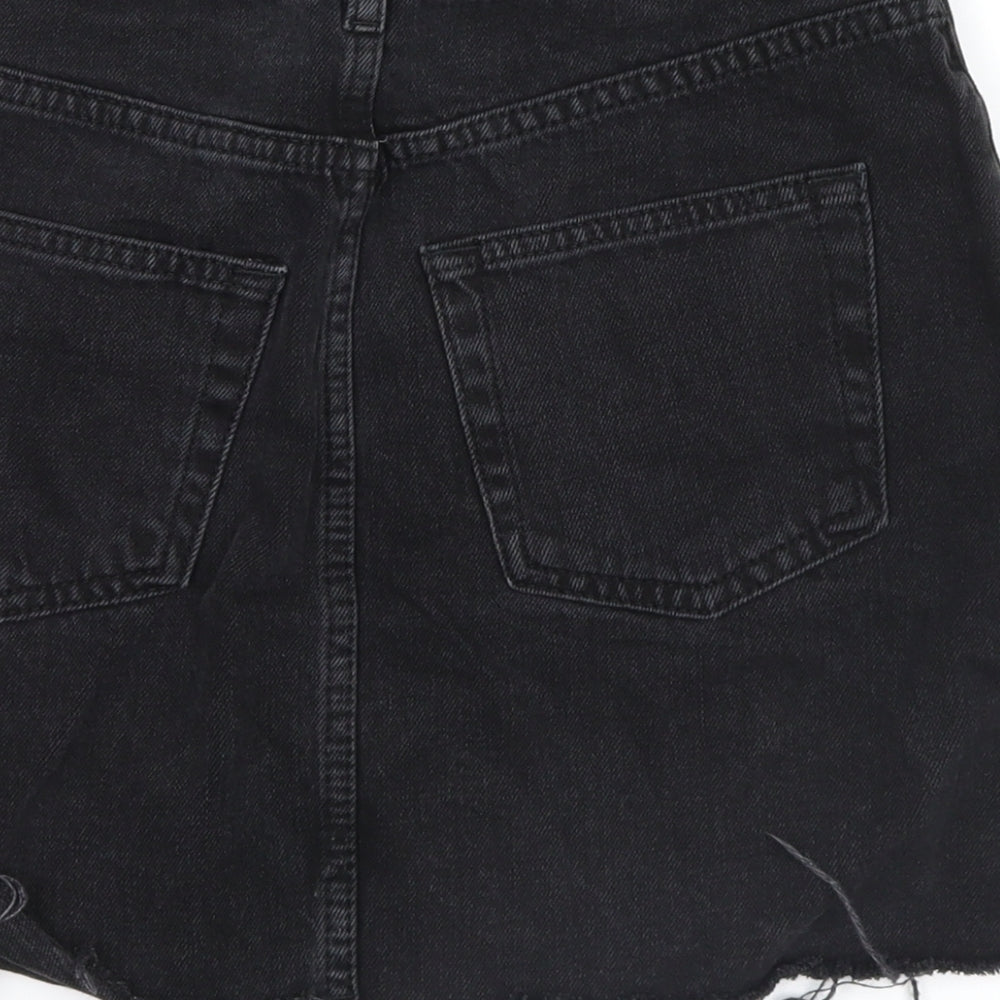 Topshop Womens Black  Denim Mini Skirt Size 6