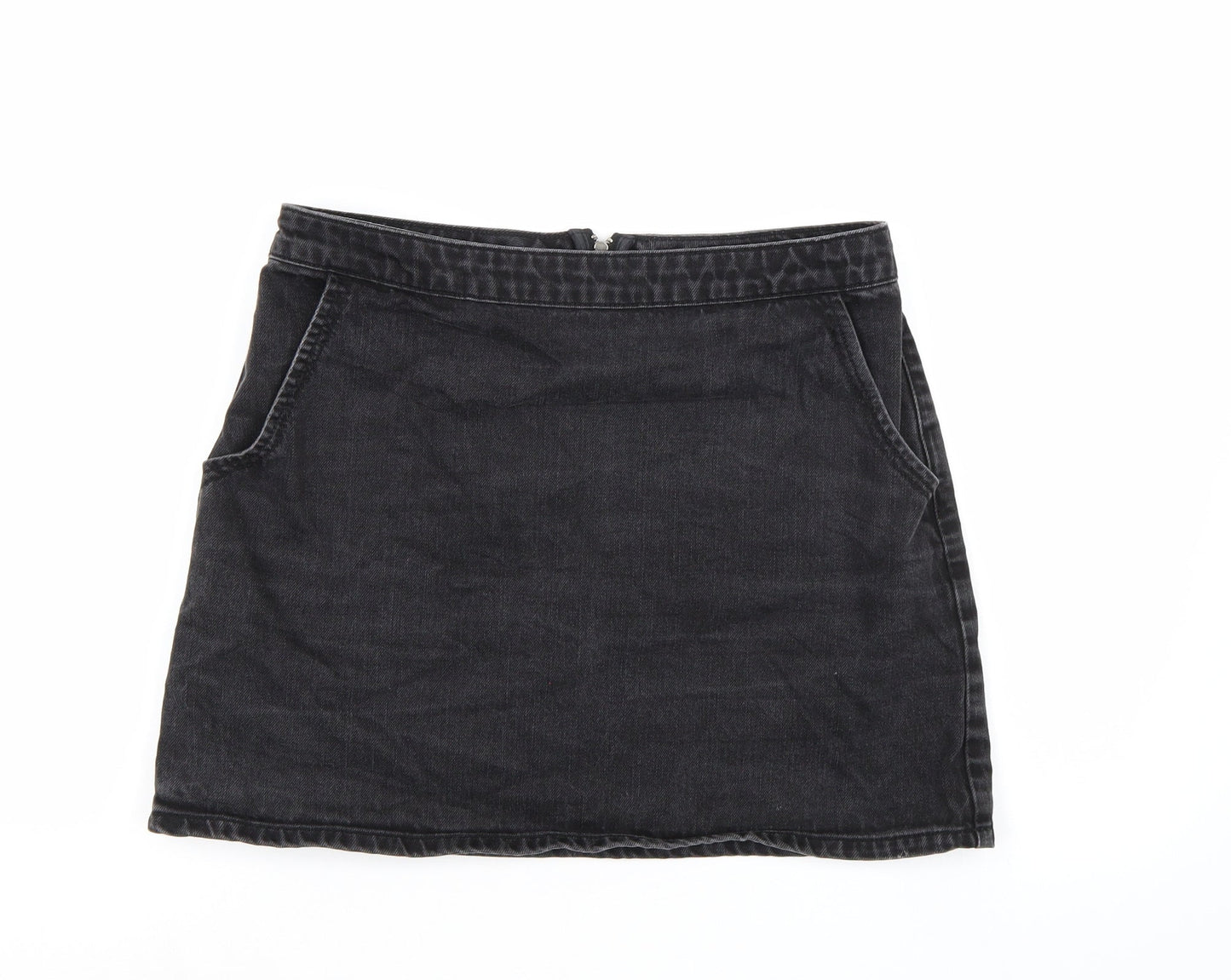 Topshop Womens Black  Denim A-Line Skirt