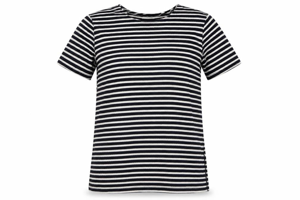 Front view of Glamorous women’s blue striped basic t-shirt, size S
