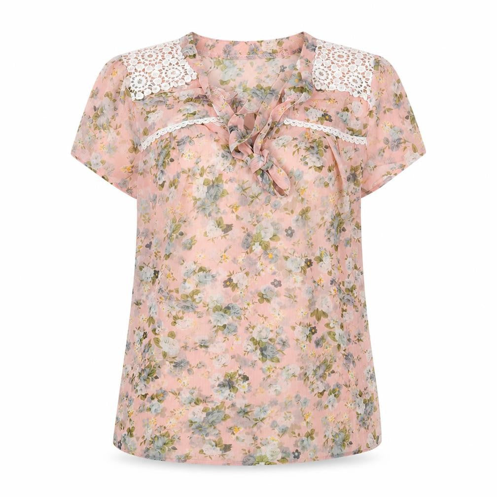 Front view of G:21 women’s pink floral basic blouse, size UK 8