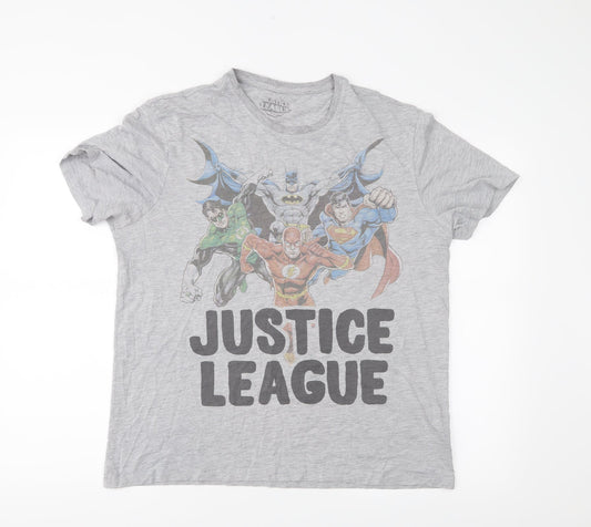 Justice League Mens Grey    T-Shirt Size L