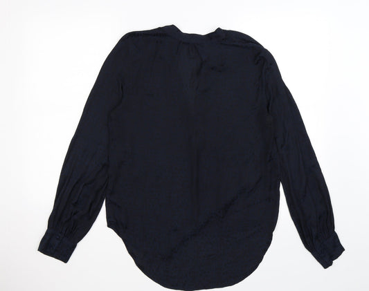 NEXT Womens Blue Animal Print Satin Basic Blouse Size 10