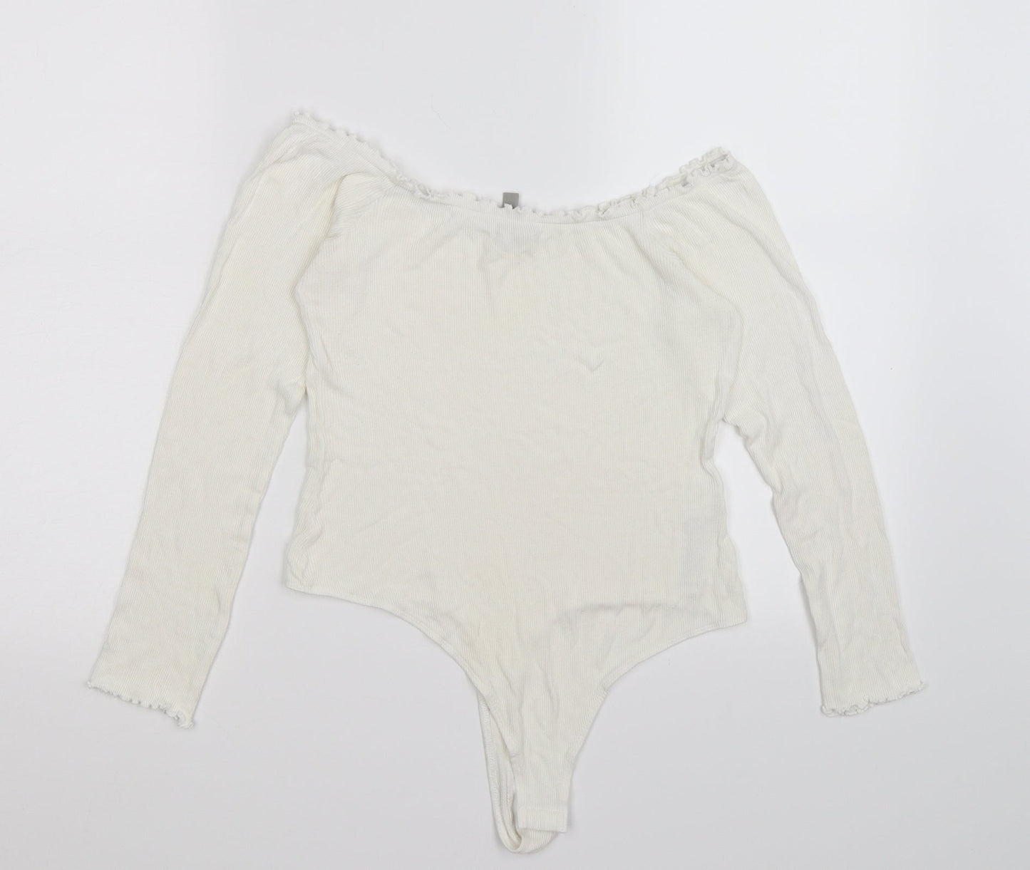 ASOS Womens White  Knit Bodysuit One-Piece Size 10
