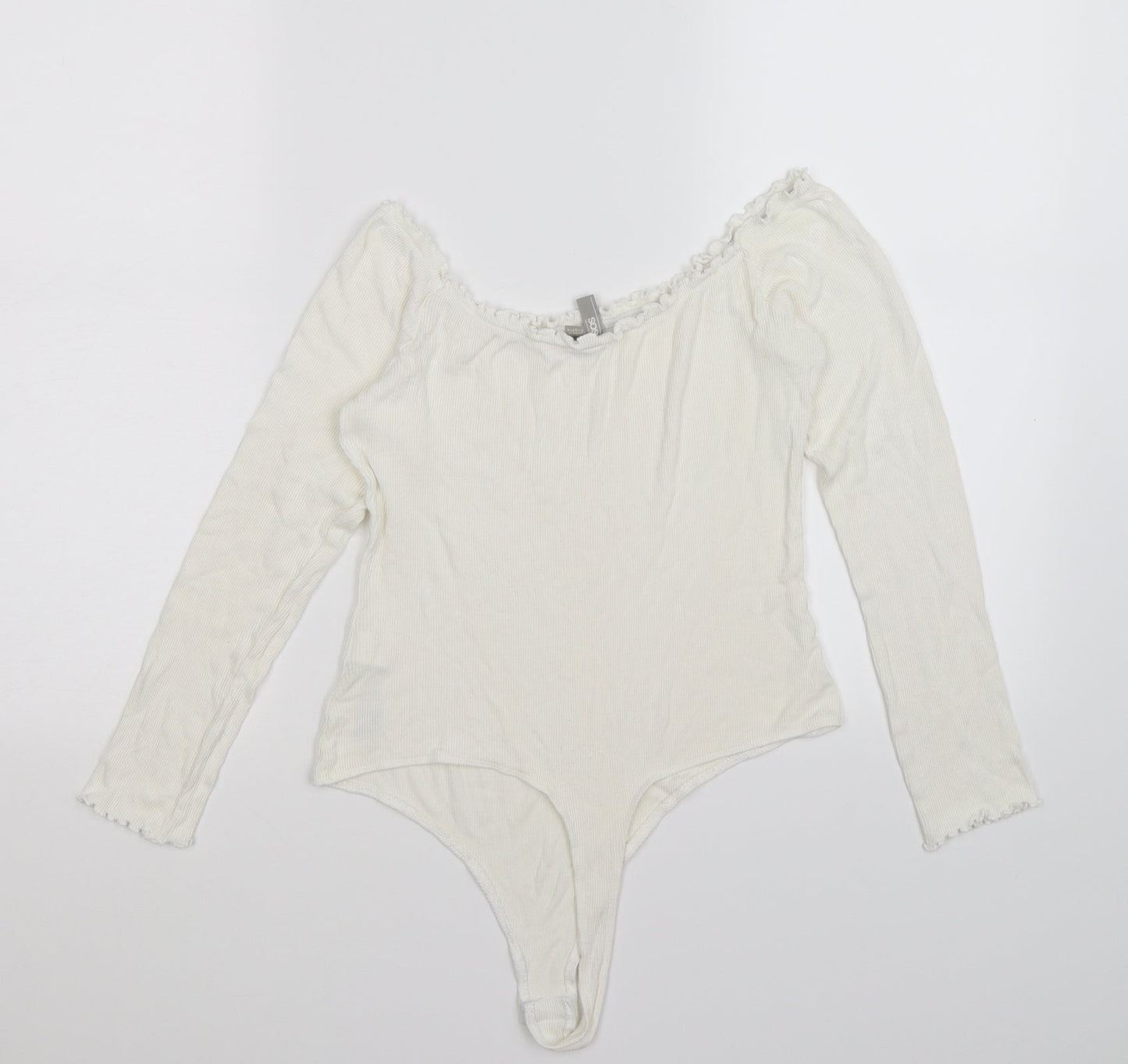 ASOS Womens White  Knit Bodysuit One-Piece Size 10