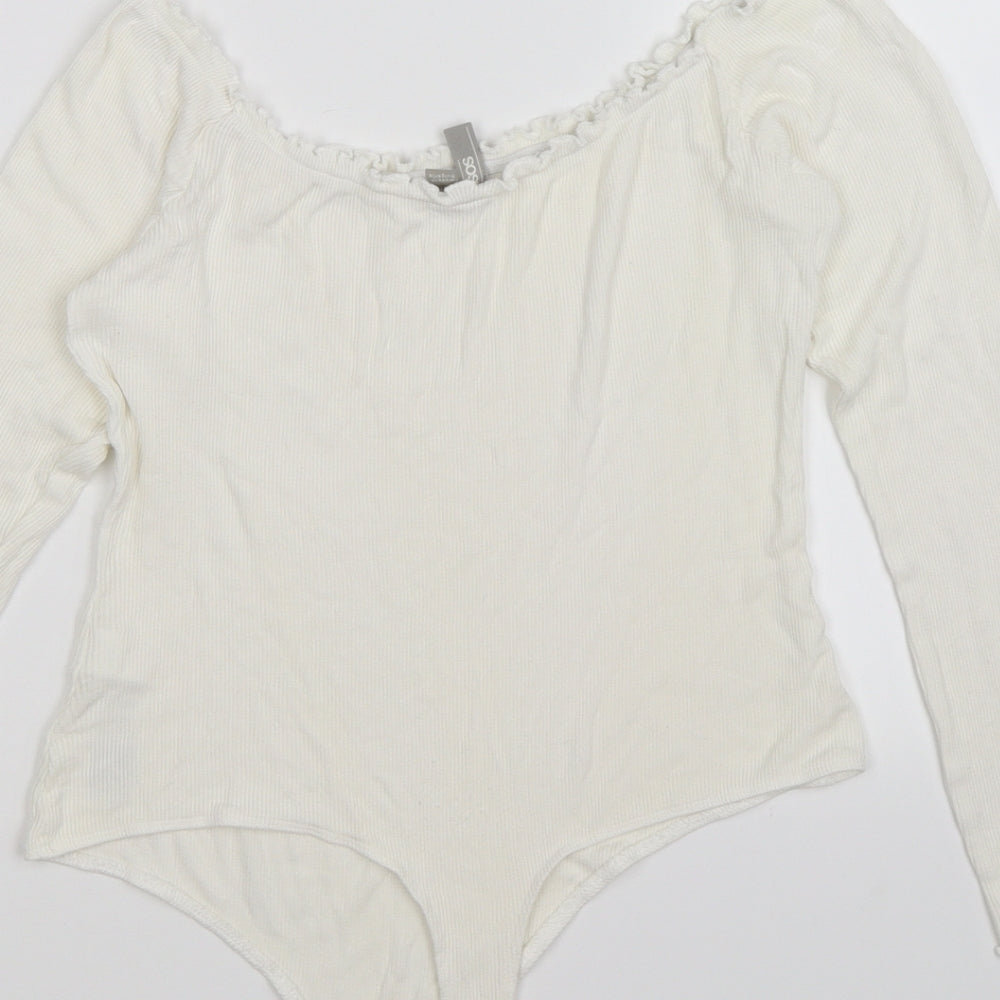 ASOS Womens White  Knit Bodysuit One-Piece Size 10