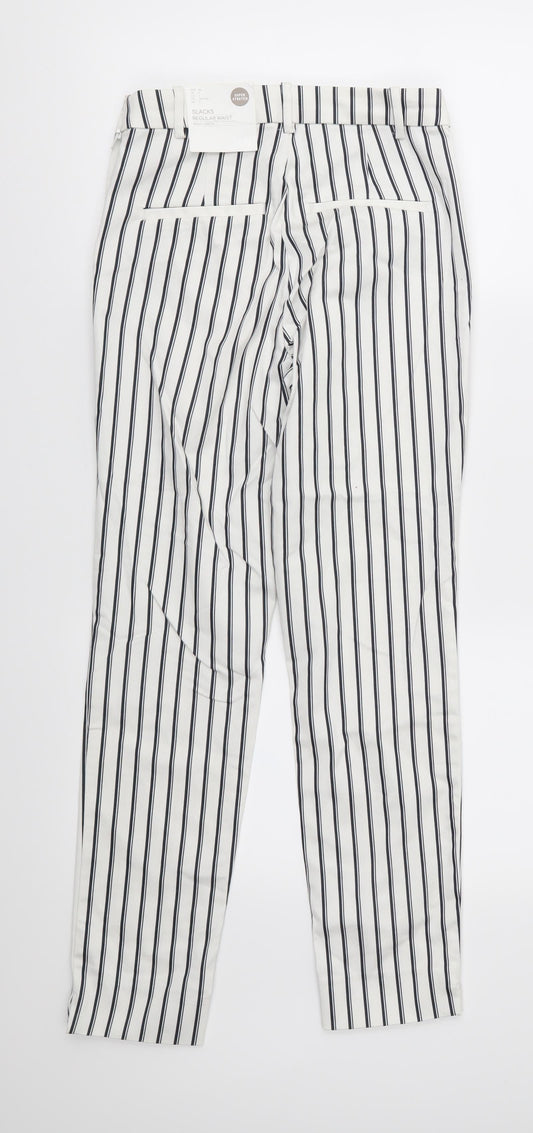 H&M Womens White Striped  Trousers  Size 6 L27 in