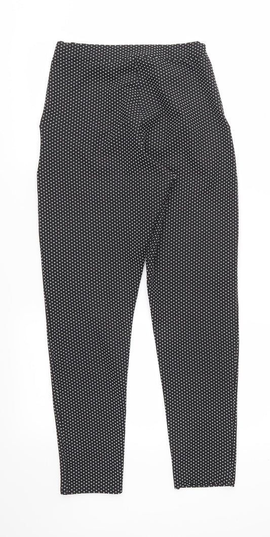 Preworn Womens Black Polka Dot   Trousers Size 10 L28 in