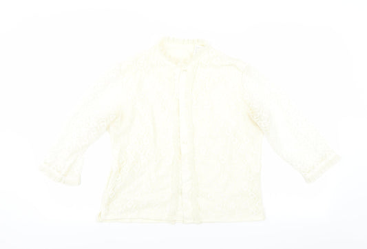 Preworn Womens Ivory Floral  Basic Blouse Size S  - lace detail
