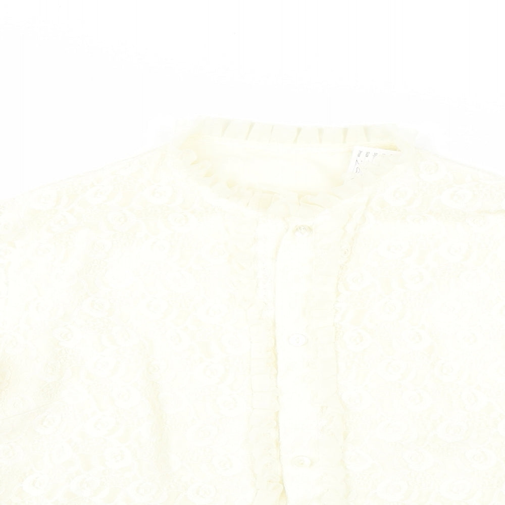 Preworn Womens Ivory Floral  Basic Blouse Size S  - lace detail